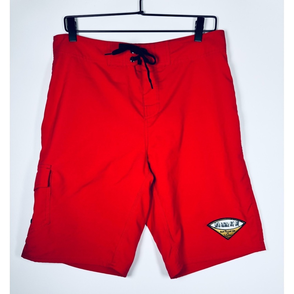 Santa Barbara Surf Shop Yater Board Shorts Mens 32 Red Swim Trunks Surf Coastal‎